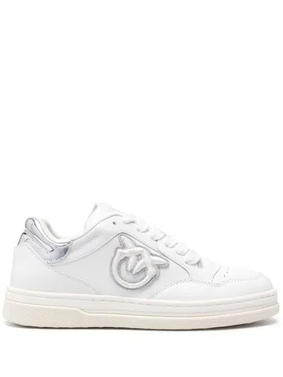 Pinko White Low-top 'mandy' Sneakers In Bianco E Argento