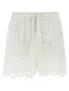 Pinko White Lace Design Serenata Rap Shorts In White