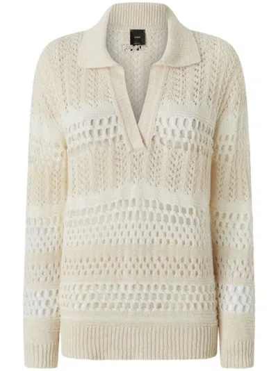 PINKO WHITE OPENWORK COTTON SWEATER