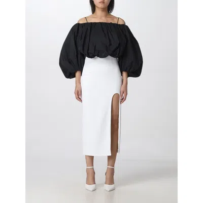 Pinko White Polyester Midi Women's Skirt In Black