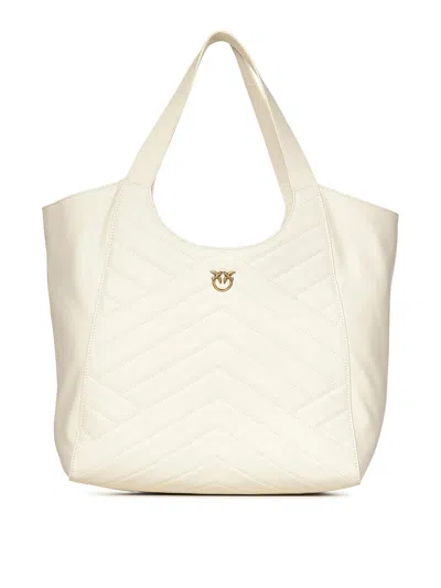 Pinko White Puzzle-quilted Leather Shopper Bag