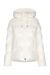 Pinko Quilted Coat Hood Drawstring Detail In White
