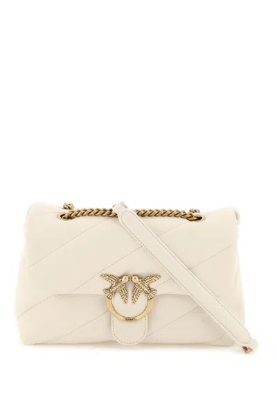 Pinko White Quilted Maxi Handbag For Women With Love Birds Logo And Multiple Ways To Carry