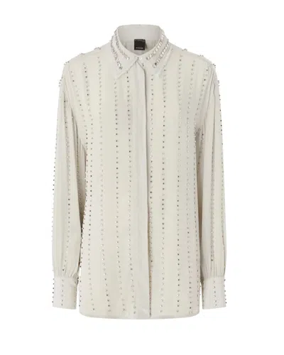 Pinko Camicia Leggera Con Righe Gioiello In Neutral