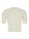 Pinko White Ribbed T-shirt With Love Birds Logo On The Front In Silk And Cotton Blend Woman In White
