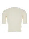Pinko White Ribbed T-shirt With Love Birds Logo On The Front In Silk And Cotton Blend Woman In White