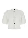 Pinko White Shirt With Balloon Sleeves And Buckles On The Front In Cotton Woman In White
