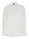 Pinko White Shirt With Classic Collar And Chest Pocket In Cotton Woman