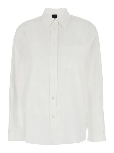 Pinko White Shirt With Classic Collar And Chest Pocket In Cotton Woman