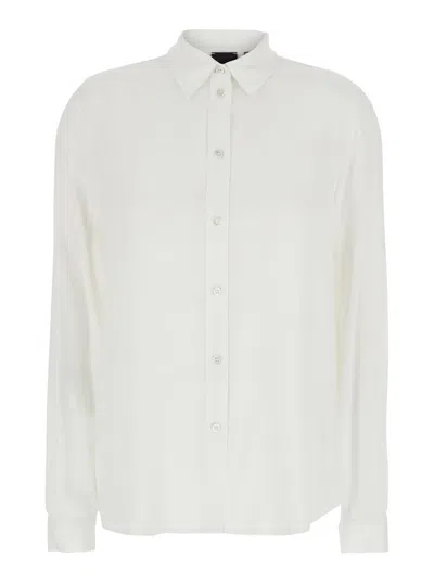 Pinko White Shirt With Pointed Collar And Long Sleeves