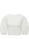 Pinko White Solid Round Neck Top In White