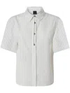Pinko Multicolored Striped Short Sleeve Button-up Shirt In White