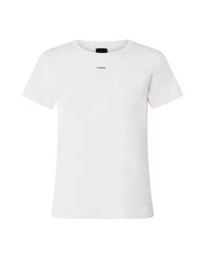 PINKO WHITE T-SHIRT WITH LOGO PRINT