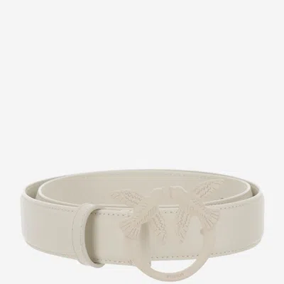 Pinko White Tonal Signature Buckle Belt