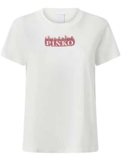 Pinko High Trim Crew Neck T-shirt In Grey