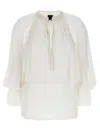 Pinko Layered Sheer Fabric Top With Tassel Detail In White