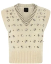 Pinko White Rhinestone Knitted Vest