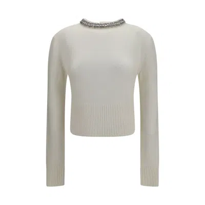 Pinko White Wool Oves Aries Sweatshirt