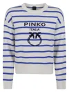 Pinko Crew Neck Striped Pattern Sweatshirt In White