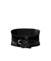 Pinko Wide Glossy Finish Elastic Back Belt In Black