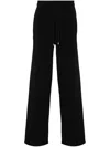 Pinko Wide-leg Trousers In Stretch Cotton Blend Techno Fabric In Black