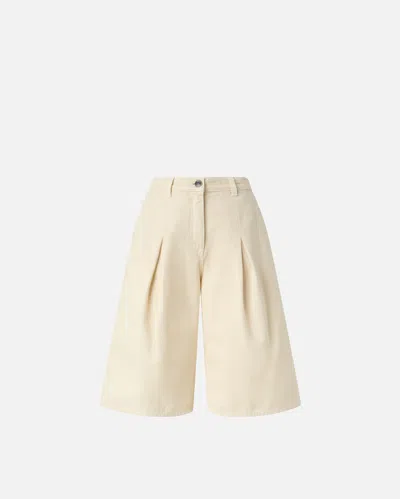 Pinko Wide Cotton Bermuda Shorts With Pockets In Weiss