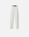Pinko Wide Cotton Trousers With Belt In White