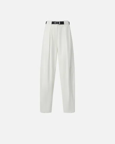 Pinko Wide Cotton Trousers With Belt In White