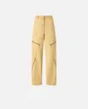 Pinko Wide Cotton Trousers With Zip In Giallo Antilope