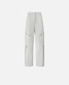 Pinko Wide Cotton Trousers With Zip In Pearl Grey