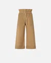 Pinko Wide Culotte Trousers In Light Fabric In Light Brown