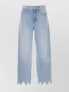 Pinko Wide Frayed Hem Trousers With 5 Pockets
