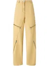 Pinko Wide Cotton Trousers With Zip In Yellow