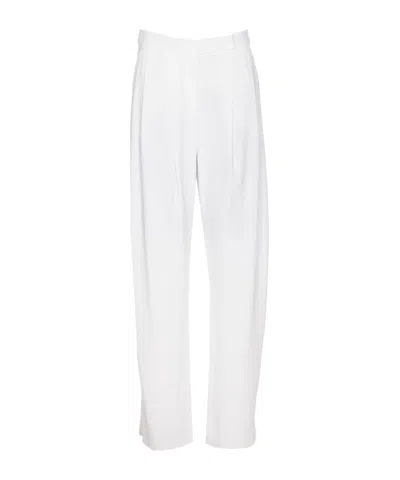 Pinko Side Slits Wide-leg Trousers In White