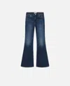 Pinko Dark Blue Wide Flared Jeans In Délavage Vintage Moyen Foncé