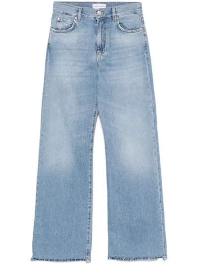 Pinko Wide-leg Denim Jeans With Classic Five-pocket Design In Blue