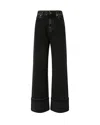 Pinko Wide-leg Denim Jeans With Fixed Cuff In Black