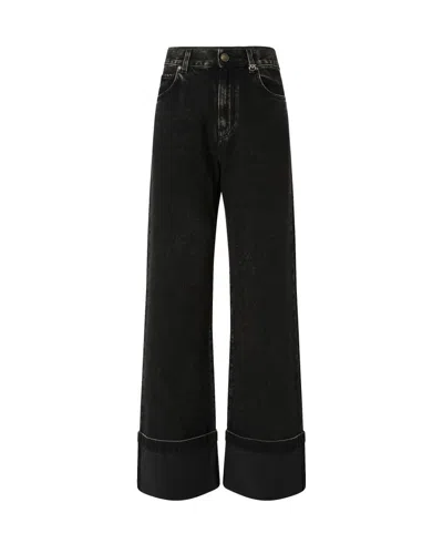 PINKO WIDE-LEG DENIM JEANS WITH FIXED CUFF