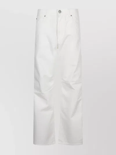 Pinko Wide-leg Denim Trousers With Pockets And Belt Loops In White