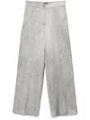 Pinko Wide-leg Grey Trousers With High Waist In White