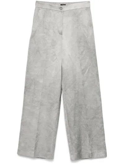 Pinko Wide-leg Grey Trousers With High Waist