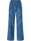 Pinko Wide-leg Trousers With Elastic Waistband In Blue