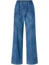 Pinko Wide-leg Trousers With Elastic Waistband In Blue