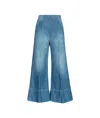 Pinko High-waisted Wide-leg Jeans With Vintage Wash In Blue