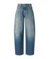 Pinko Blue Jeans With Belt Loops And Distressed Effect In Denim Woman In Blue