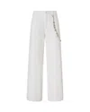 Pinko Wide-leg Jeans With Chain Detail In White
