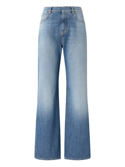 Pinko Wide Leg Jeans With Fades In Blue