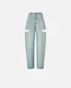Pinko Wide-leg Jeans With Light Wash And Cut-outs In Light Wash