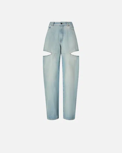 Pinko Wide-leg Jeans With Light Wash And Cut-outs