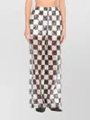 Pinko Wide-leg Check Pattern Lace Trousers In Black
